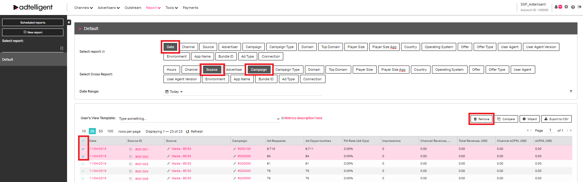 Adtelligent SSP Reports Section