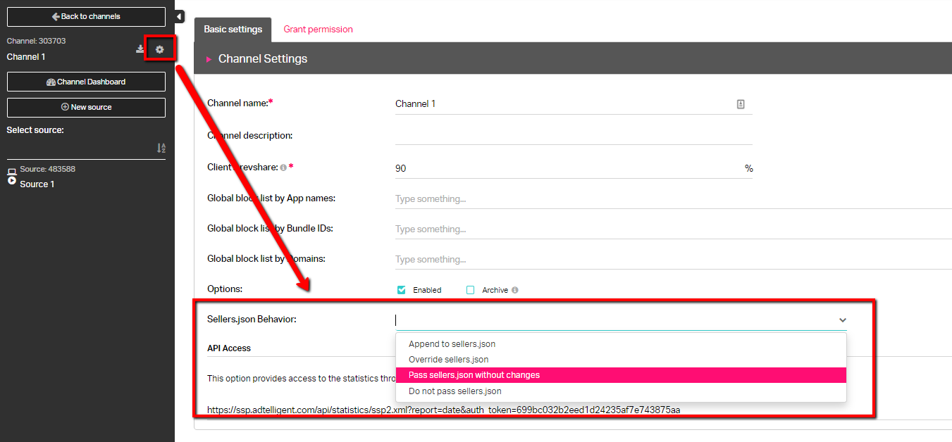 Support of Sellers.json in Channel Settings in Adtelligent SSP