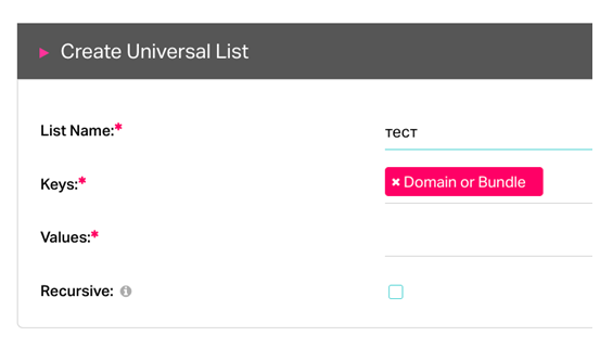 new values and new keys for SSP Universal lists